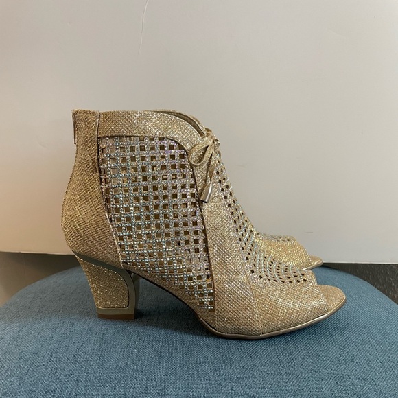 Valenti Franco Sassy 1 Peep Toe Glitter High Heels size 10 - Picture 11 of 11